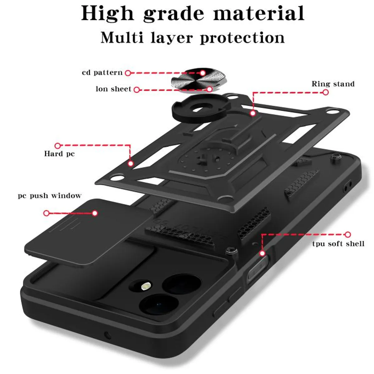 GENERICO - Carcasa Reforzada Con Cubre Cámara Para Samsung Galaxy A17 5G - Negro
