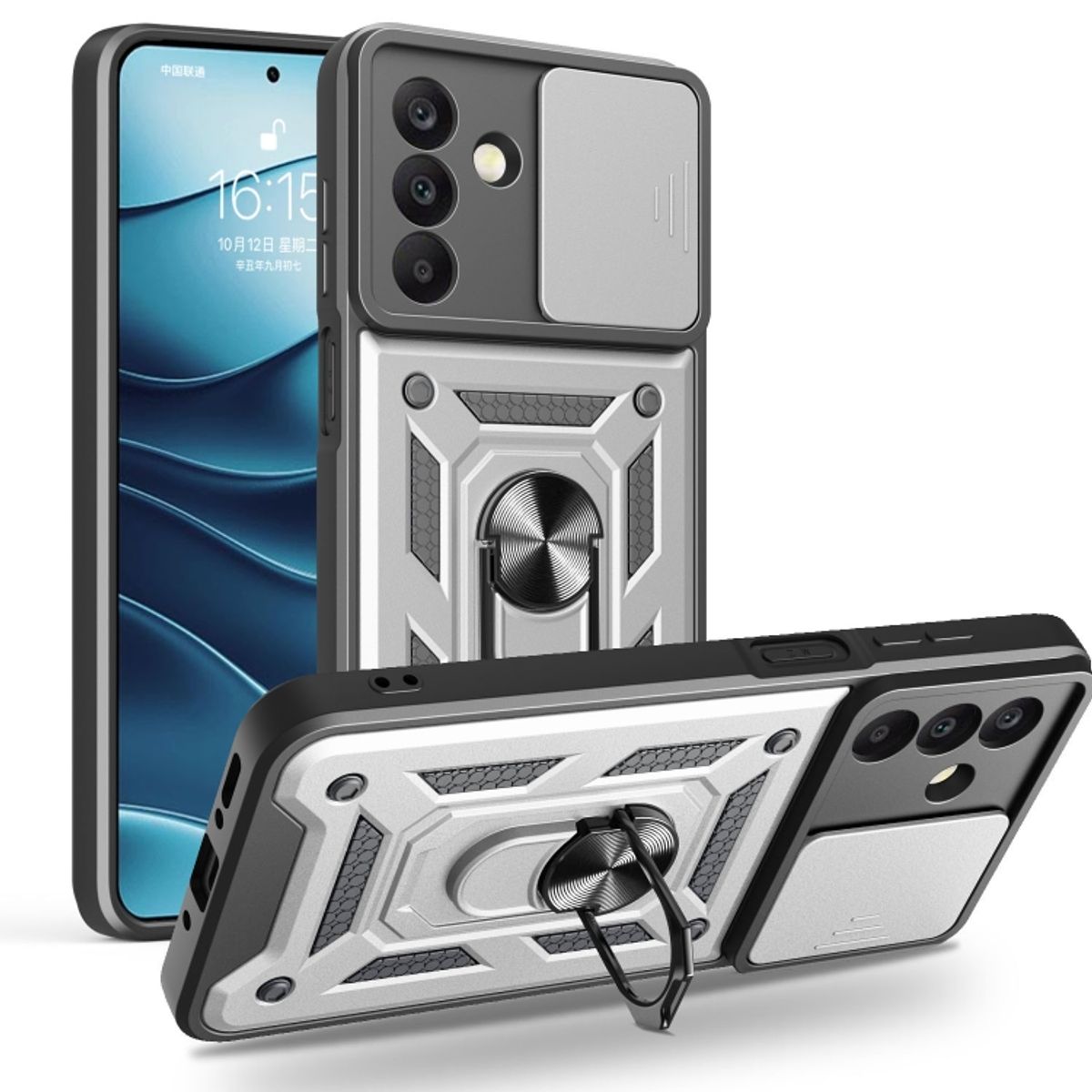 GENERICO - Carcasa Reforzada Con Cubre Cámara Para Samsung Galaxy A17 5G - Plateado