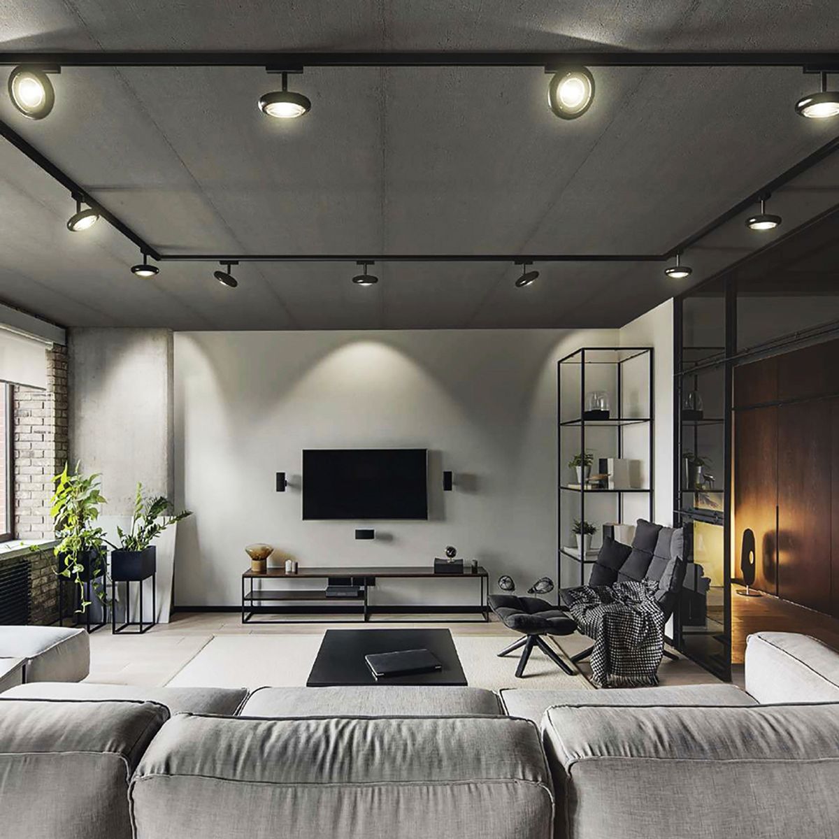 LED STUDIO - Conector riel tipo l led studio negro