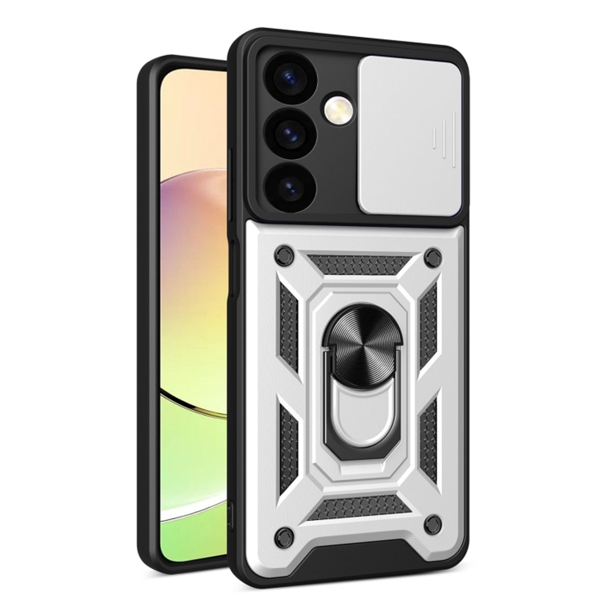 GENERICO - Carcasa Reforzada Con Cubre Cámara Para Samsung Galaxy S24 - Plateado