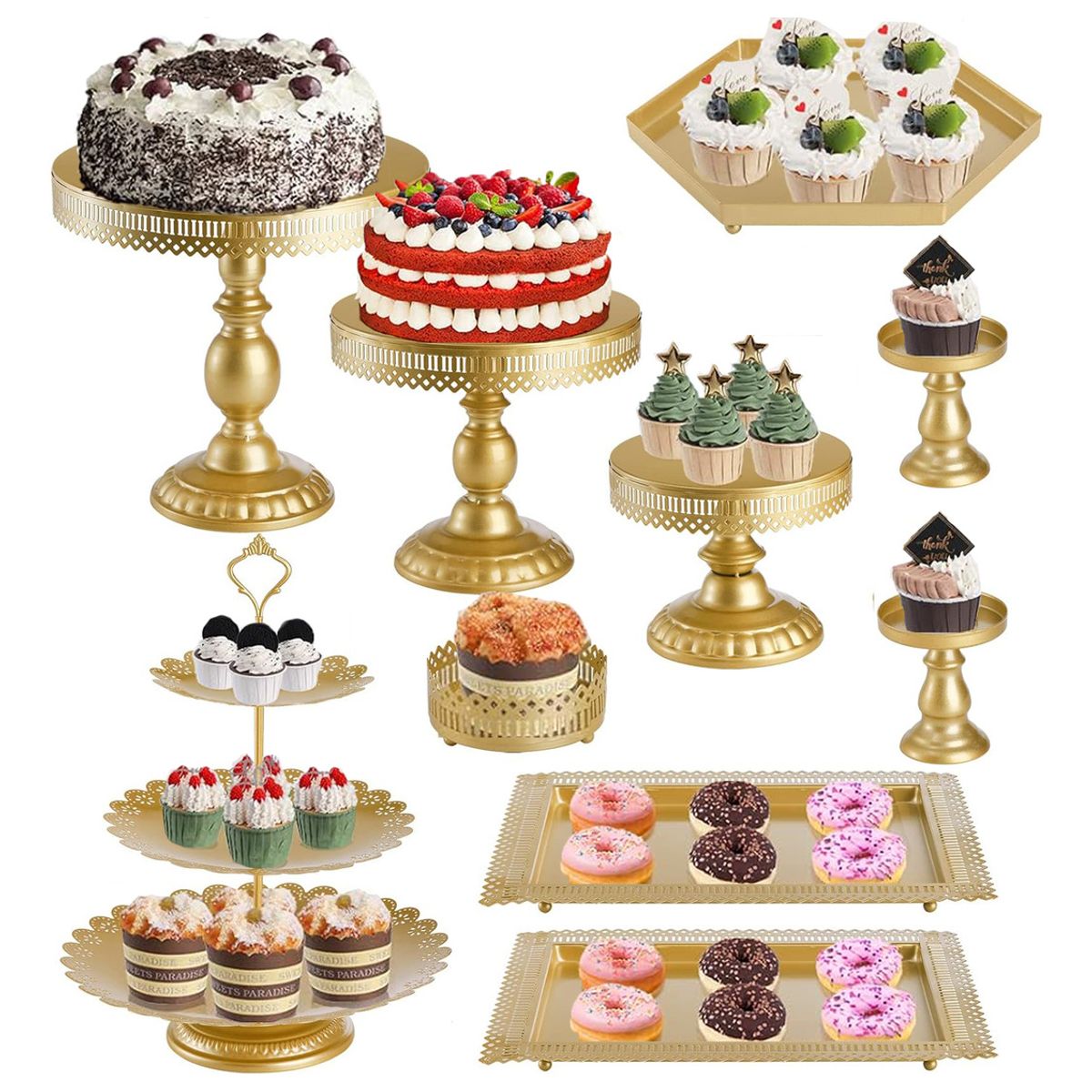 EVERSO - Set 10 Piezas Porta Torta Queques Donas Bandejas Reposteria