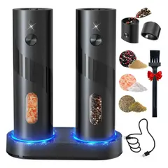 EVERSO - Molinillo Electrico Saleros Sal Pimienta Especia Con Luz Led