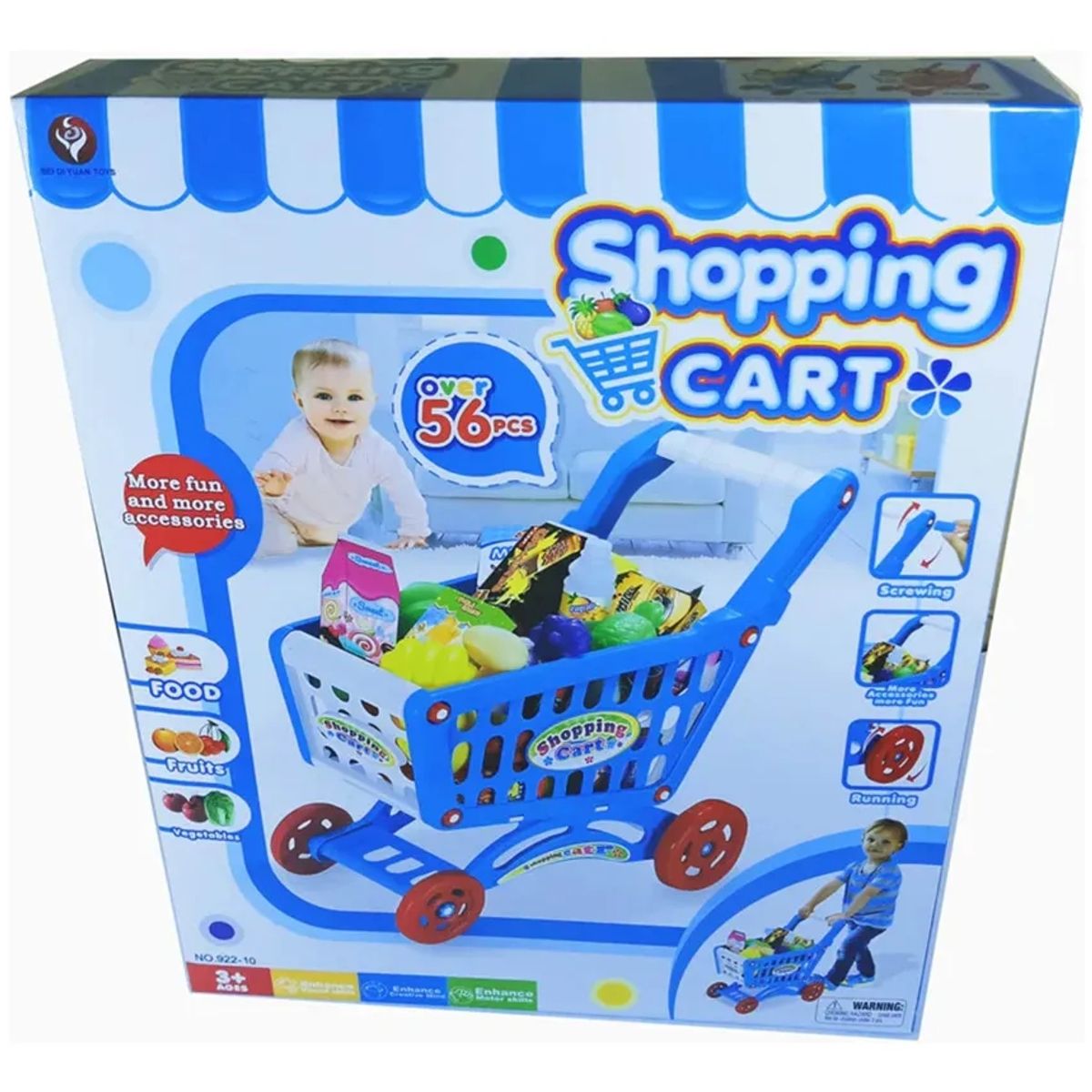 GENERICO - Carrito Compras De Supermercado Azul 56pcs Para Niños Azul