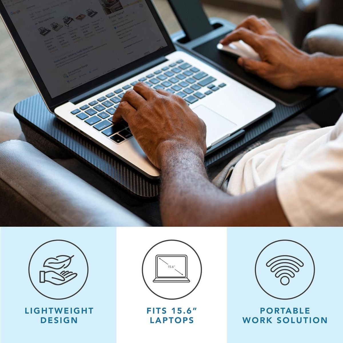 EVERSO - Soporte Notebook Cama Bandeja Celular Mouse Diseño Ergonómic