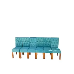 GENERICO - Pack 6 Sillas Negras Capitones Turquesa