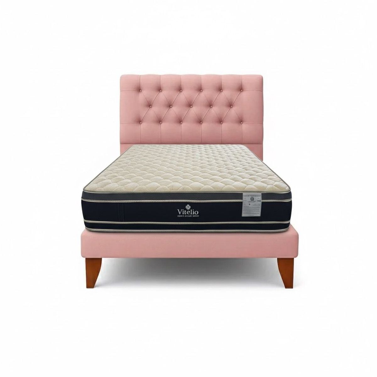 GENERICO - Cama Plaza y Media Palo Rosa + Colchon 28 cm