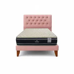 GENERICO - Cama Plaza y Media Palo Rosa + Colchon 28 cm