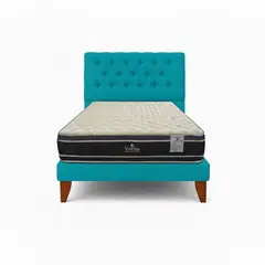 GENERICO - Cama Plaza y Media Turquesa + Colchon Grosor 28 cm