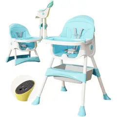 EVERSO - Silla De Comer Para Bebé 3 En 1 Con Cinturón Doble Bandeja