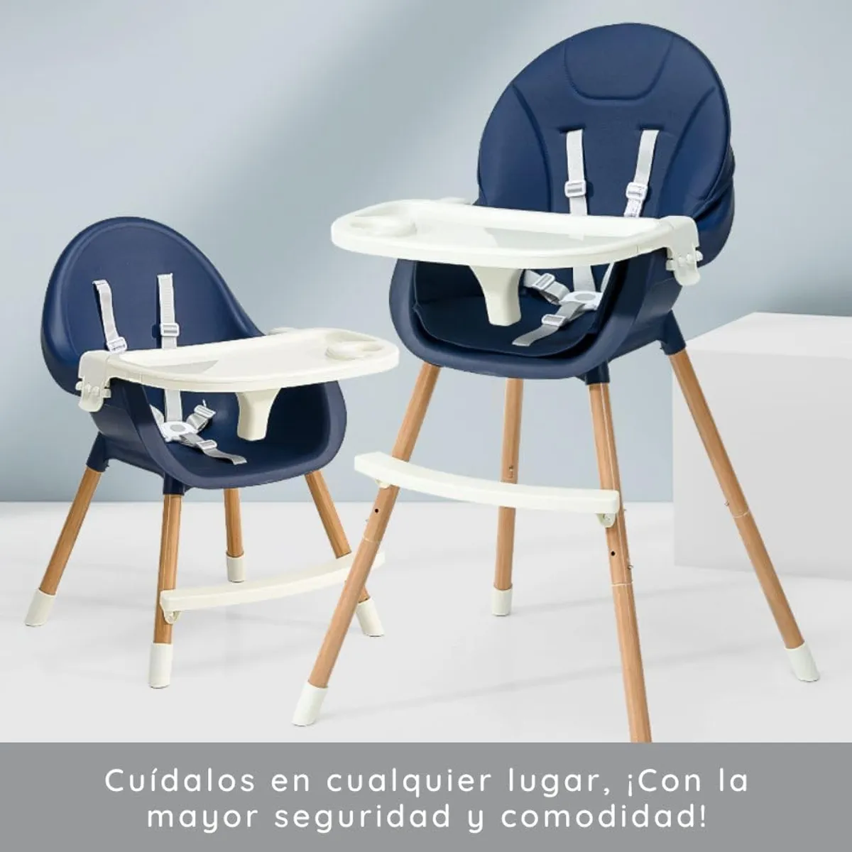 EVERSO - Silla De Comer Para Bebé 3 En 1 Con Cinturón Doble Bandeja