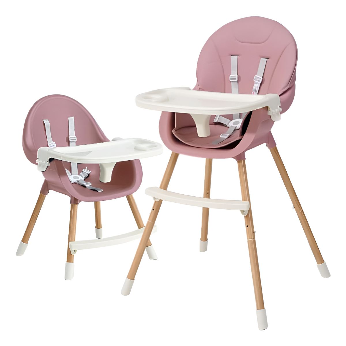 EVERSO - Silla De Comer Para Bebé 3 En 1 Con Cinturón Doble Bandeja