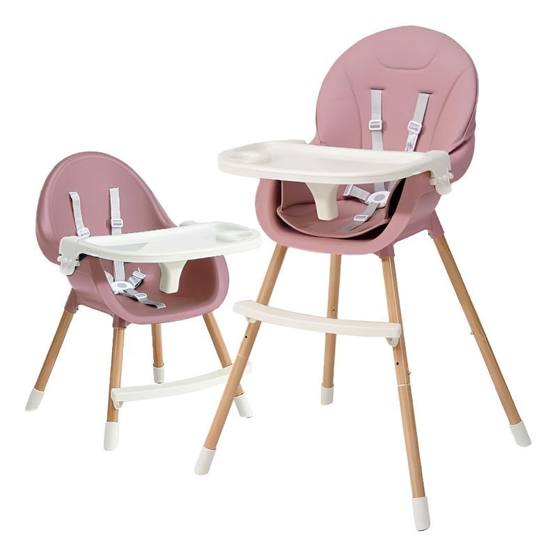 EVERSO - Silla De Comer Para Bebé 3 En 1 Con Cinturón Doble Bandeja