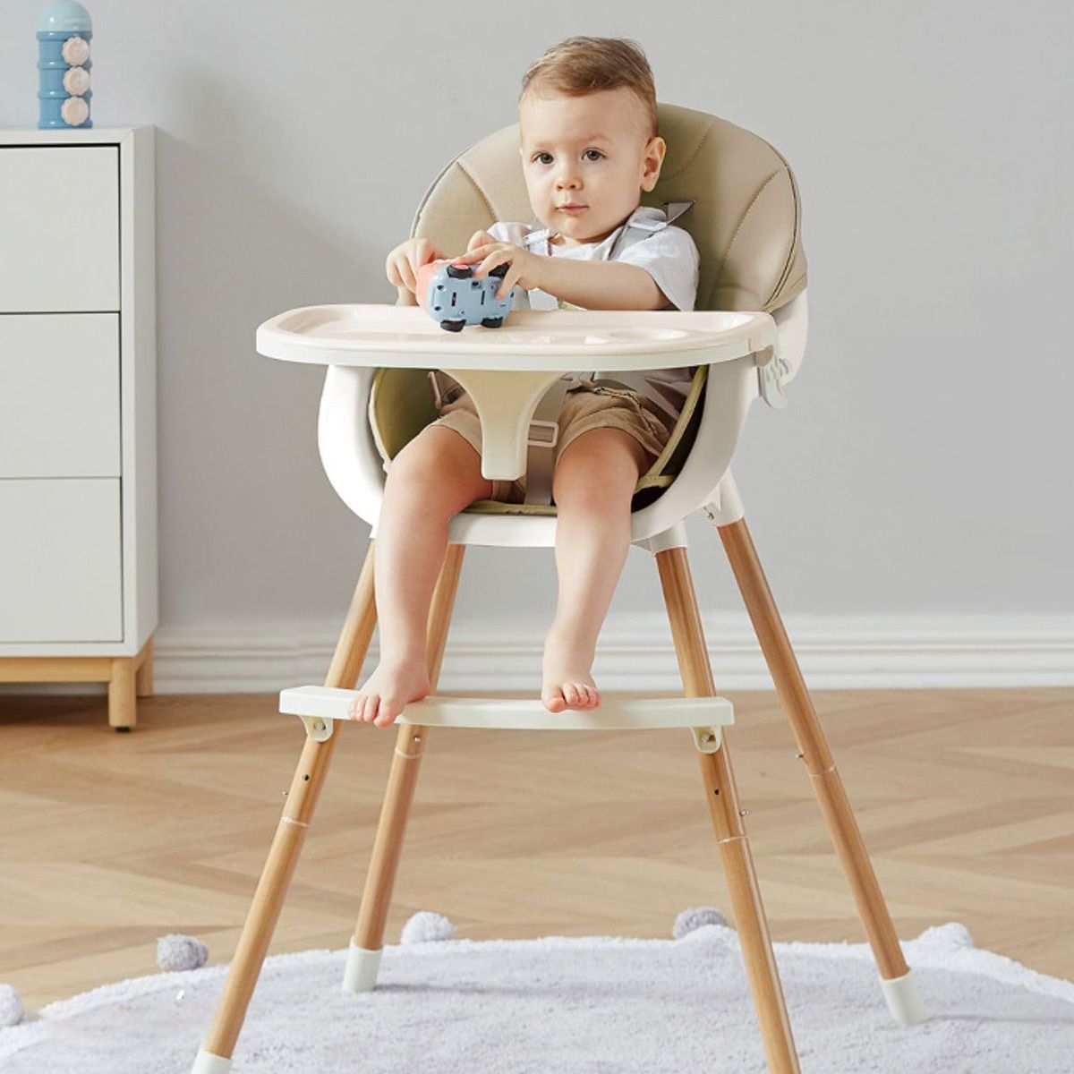 EVERSO - Silla De Comer Para Bebé 3 En 1 Con Cinturón Doble Bandeja