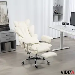 VIDITA - Silla Escritorio Ejecutiva Emilio Premium+ Oficina Ergonómica Pu Color Beige