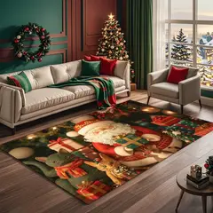 GENERICO - Alfombra Lisa con Diseño 3D 200 x 240 cm, Navidad