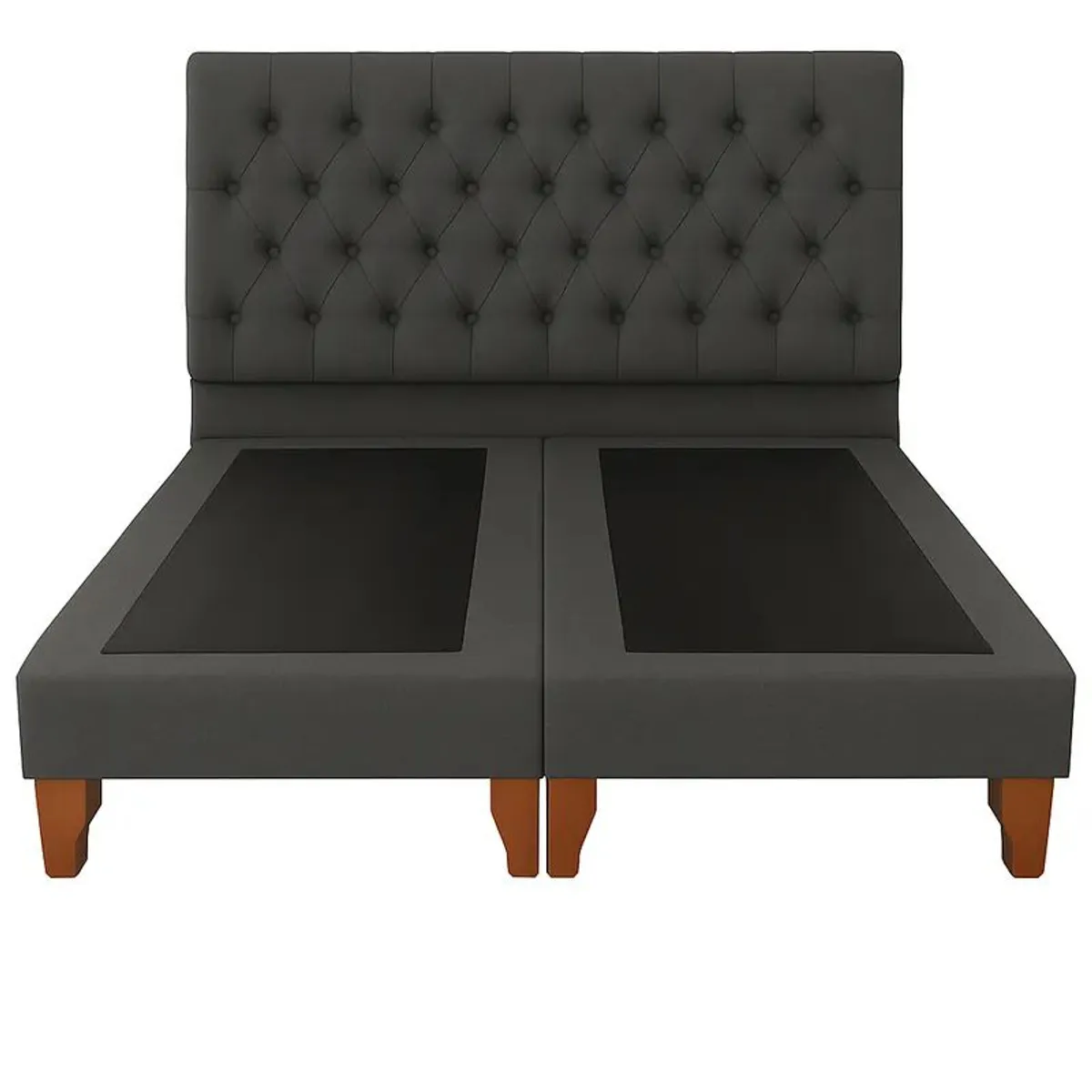 GENERICO - Cama 2 Plazas Con base dividida Gris Capitone