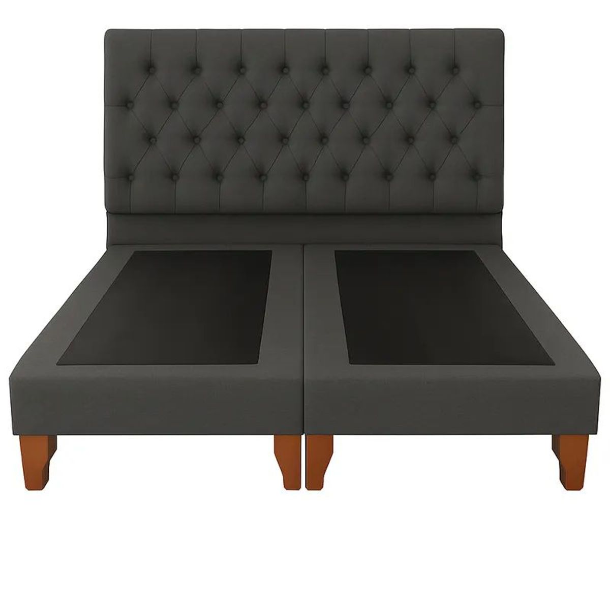 GENERICO - Cama 2 Plazas Con base dividida Gris Capitone