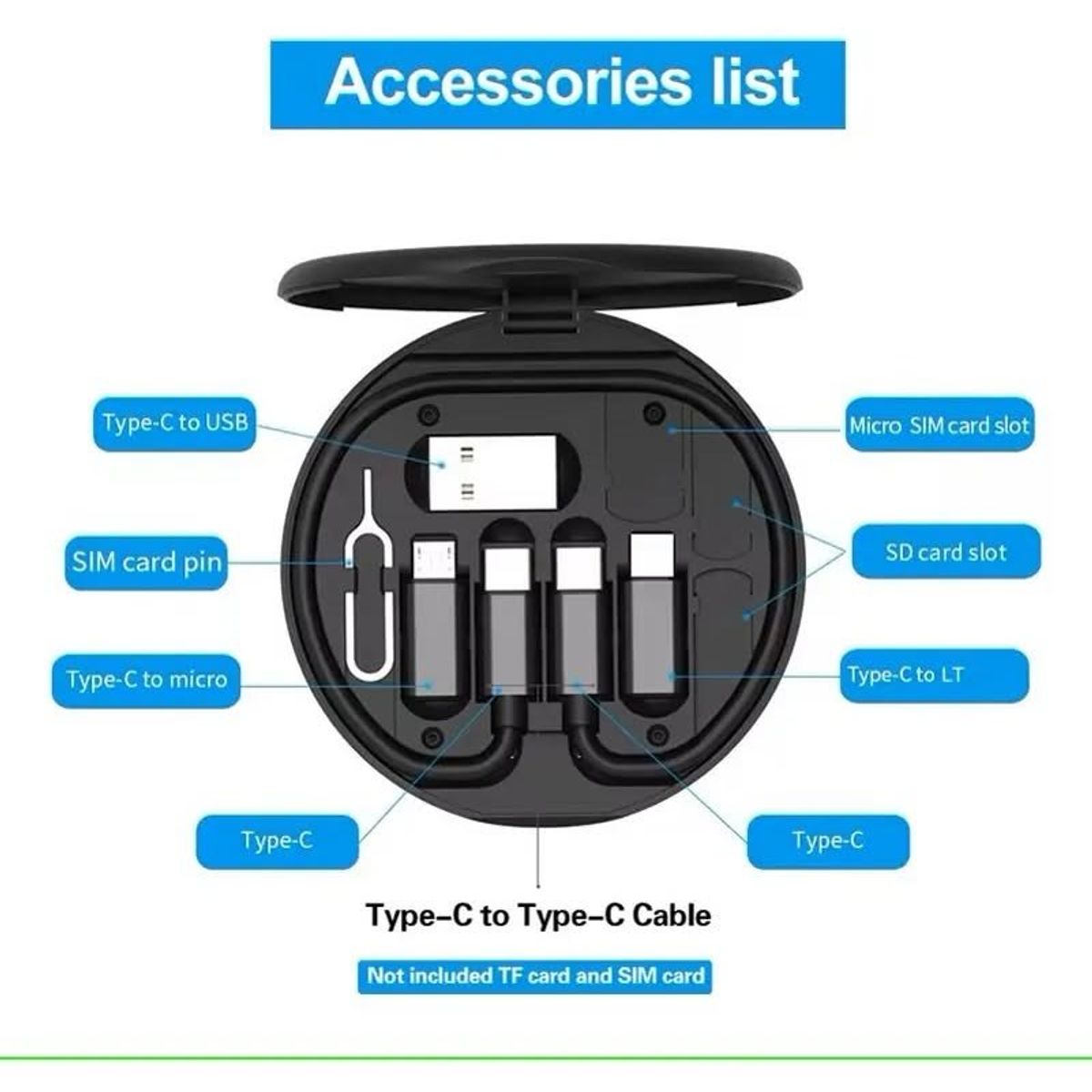 GENERICO - Kit de cables multifuncional para viajes porta SIMCARD