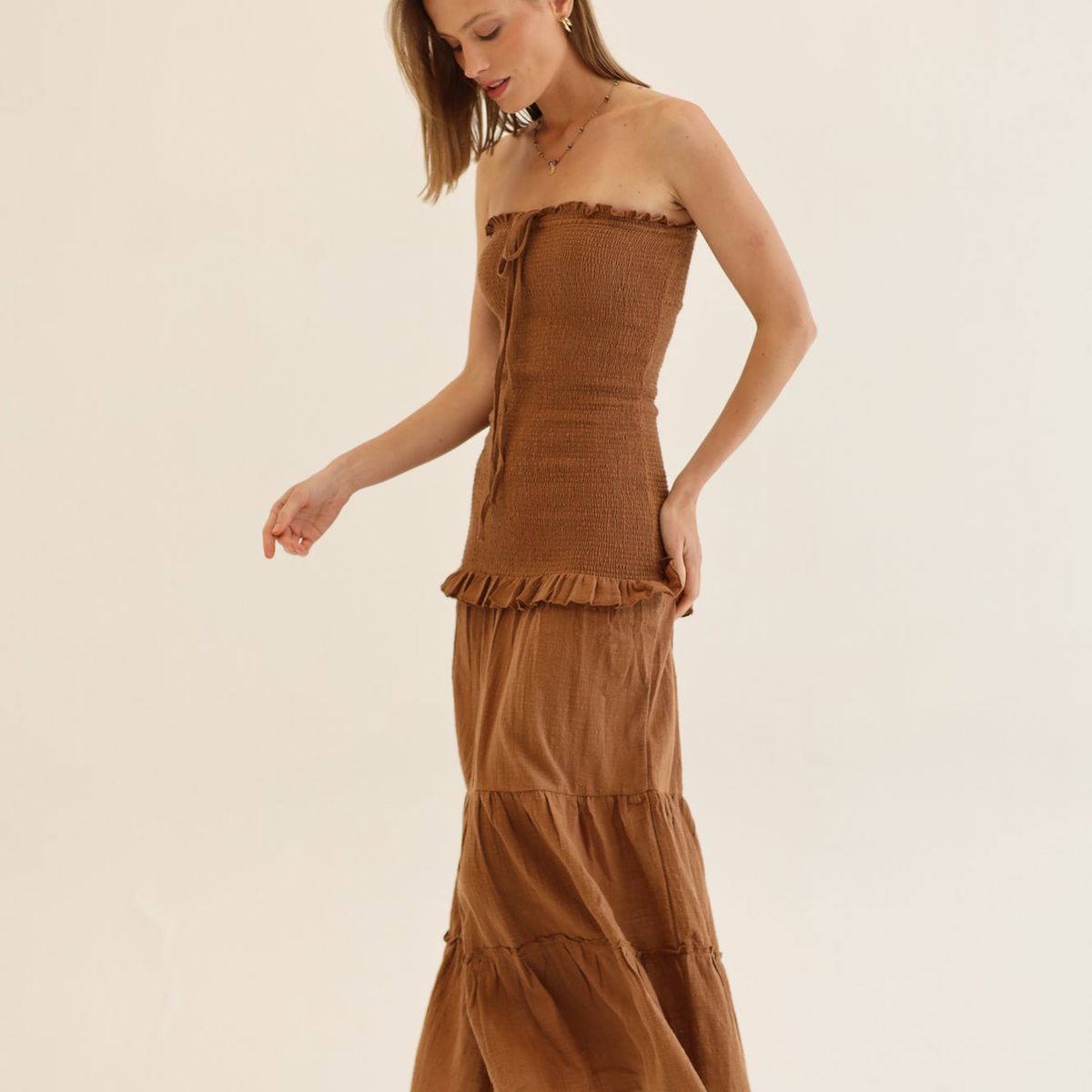 CALEDONIA LABEL - VESTIDO PALMA - CAFÉ