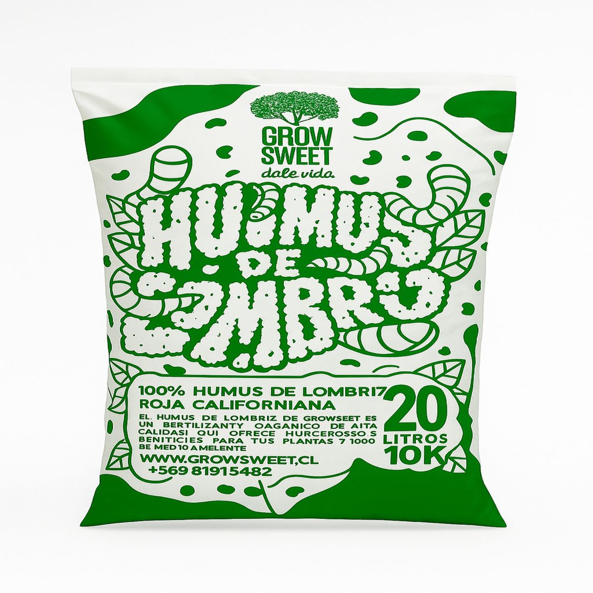 GROW SWEET - Humus De Lombriz Roja 20 Litros – Abono Orgánico Natural