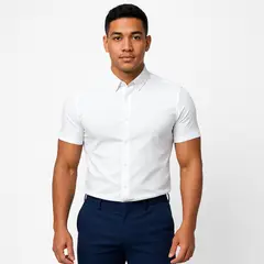 XPRESS RECHARGE - Camisa Slim Fit Manga Corta para Hombre estilo Moderna Elegante