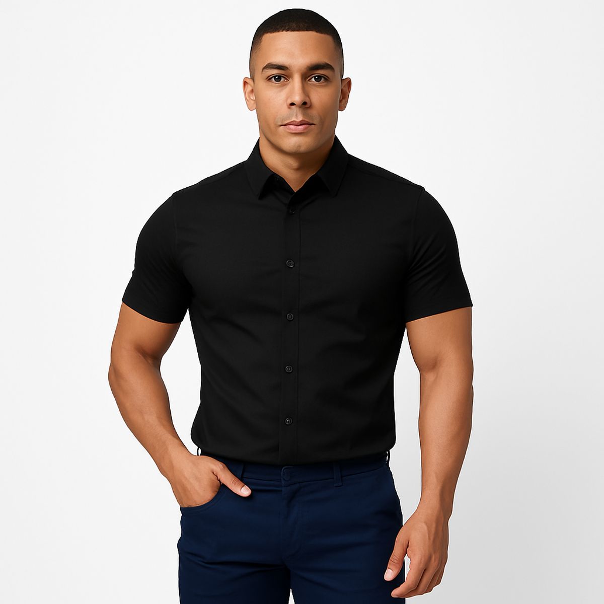 XPRESS RECHARGE - Camisa Slim Fit Manga Corta para Hombre  estilo Moderna Elegante