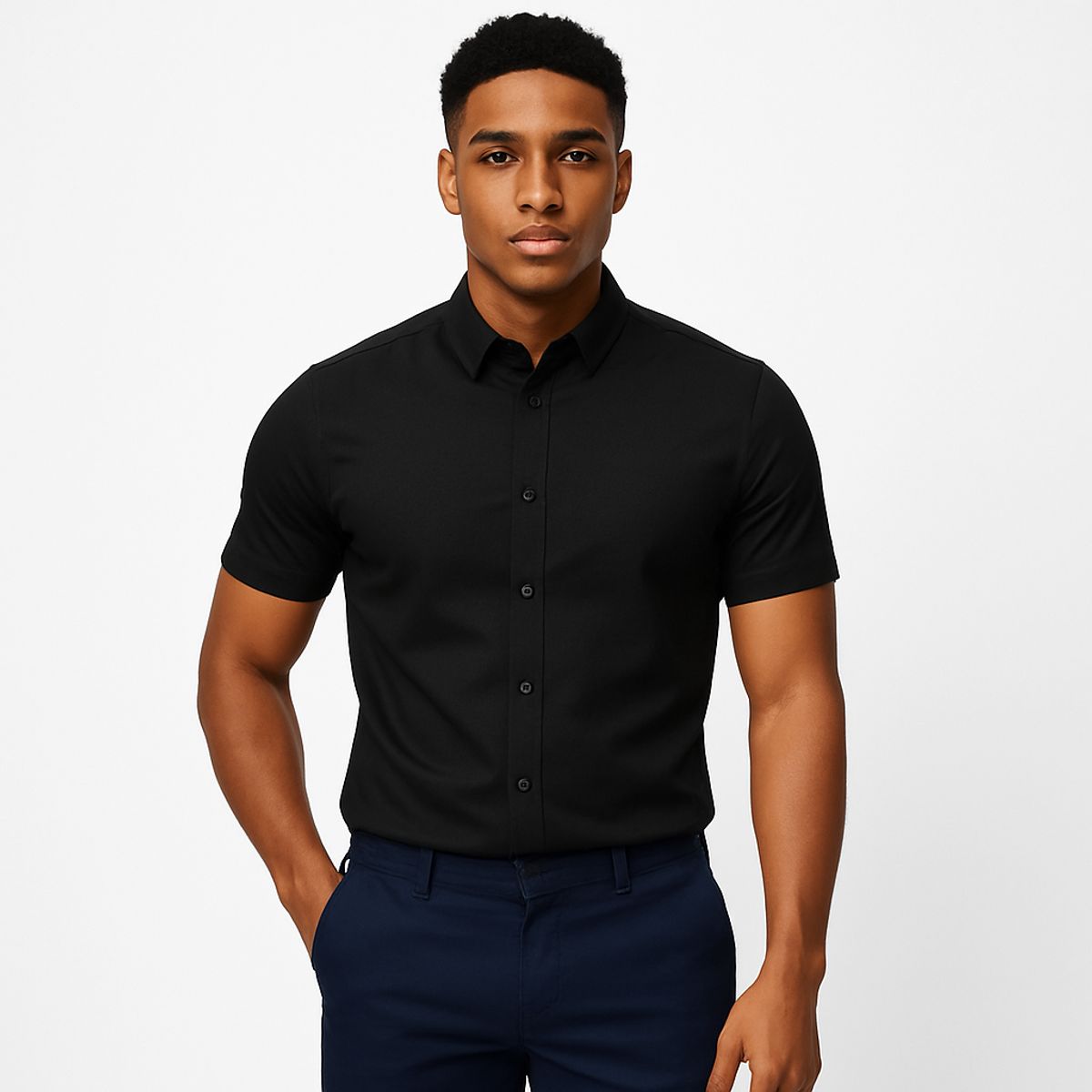 XPRESS RECHARGE - Camisa Slim Fit Manga Corta para Hombre  estilo Moderna Elegante
