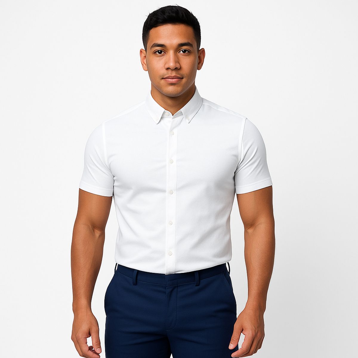 XPRESS RECHARGE - Camisa Slim Fit Manga Corta para Hombre  estilo Moderna Elegante