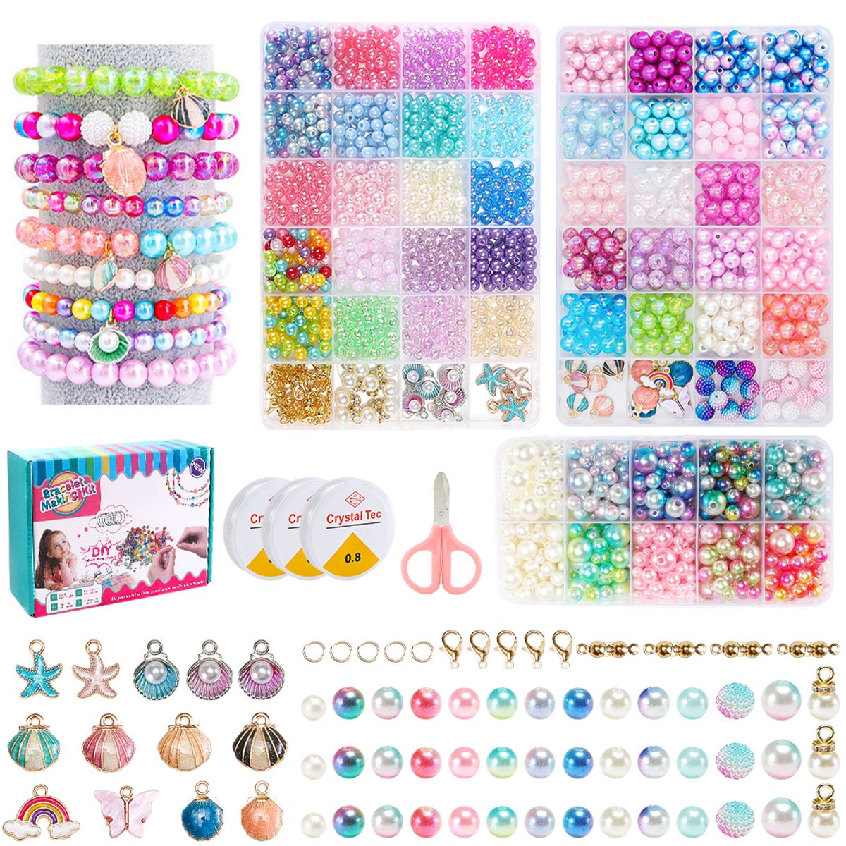 SLOWTON - Kit Pulseras Cuentas Para Hacer Bisuteria Abalorios 468mm