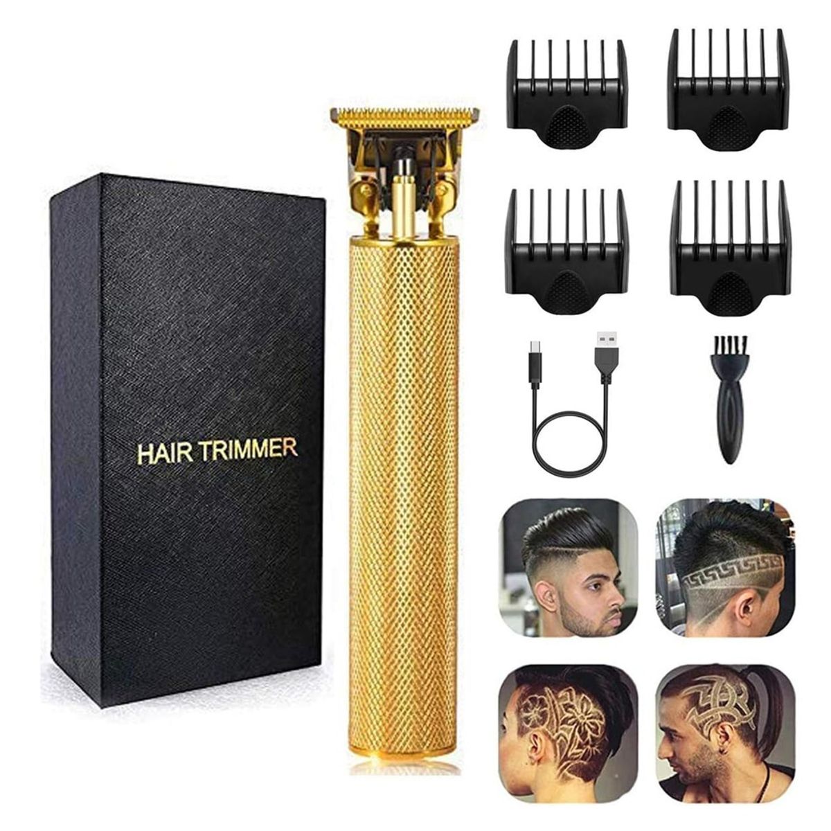 GENERICO - Maquina Cortar Cabello Barba Recargable Inalámbrica Dorada