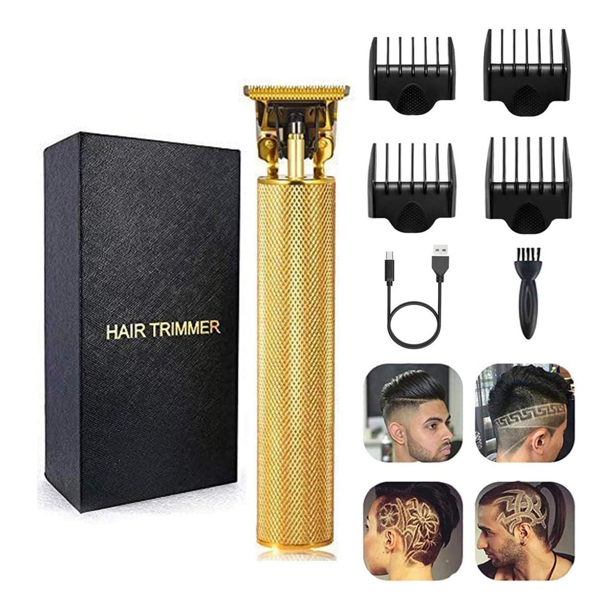 GENERICO - Maquina Cortar Cabello Barba Recargable Inalámbrica Dorada