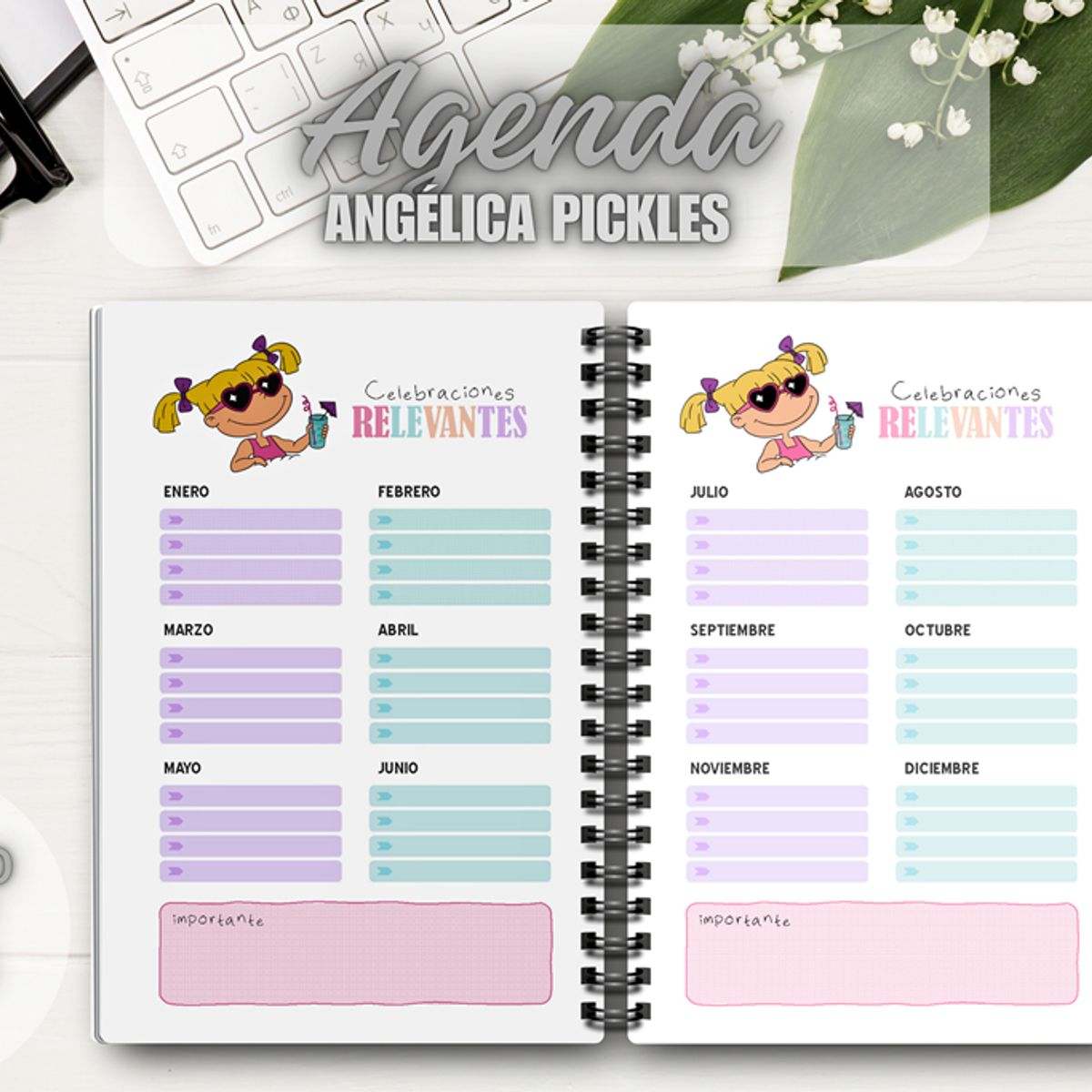 GENERICO - Agenda Angélica Pickles Rugrats Planner Cuaderno A5 Anillado