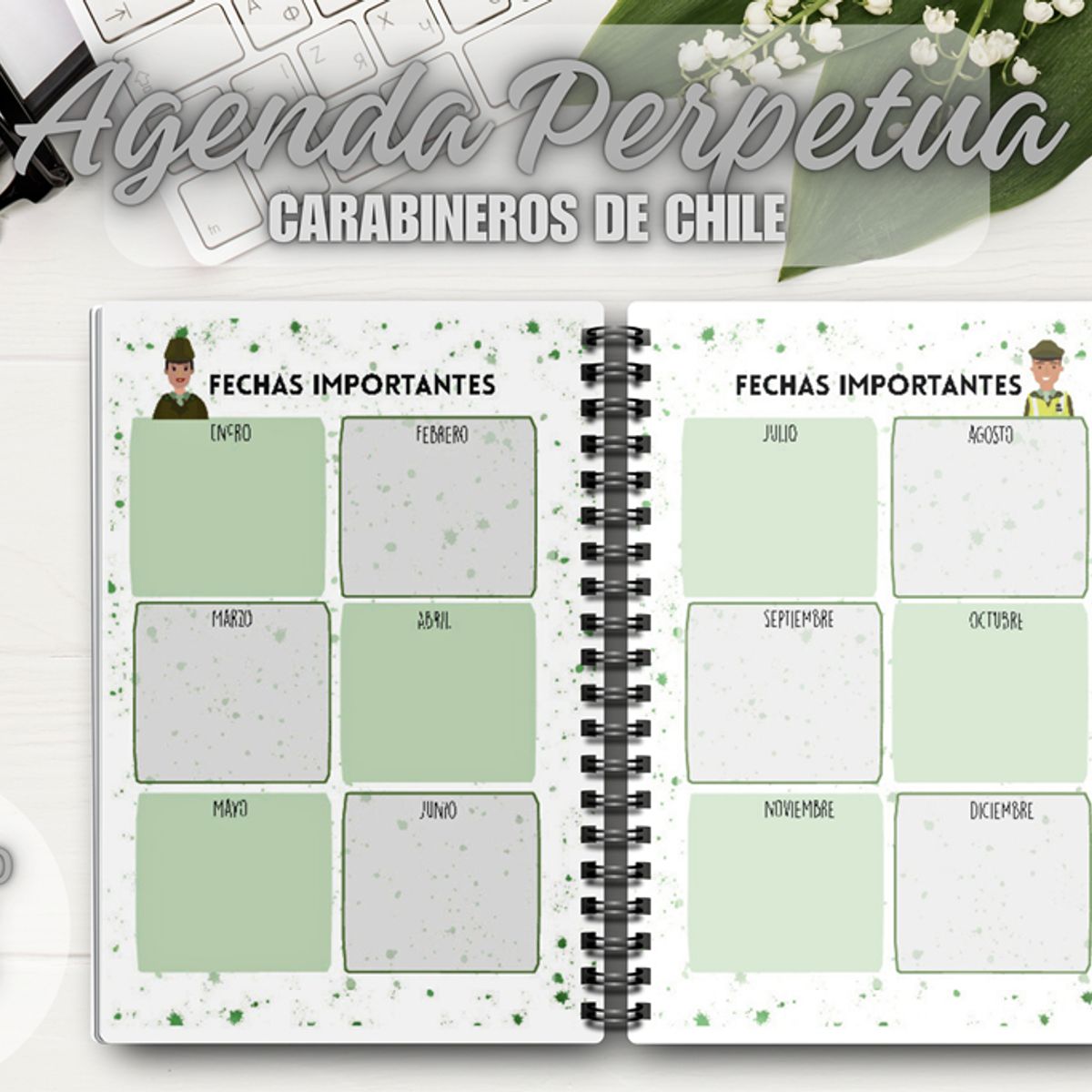 GENERICO - Agenda Carabineros Chile Perpetua Sin Fecha Planner Mod2
