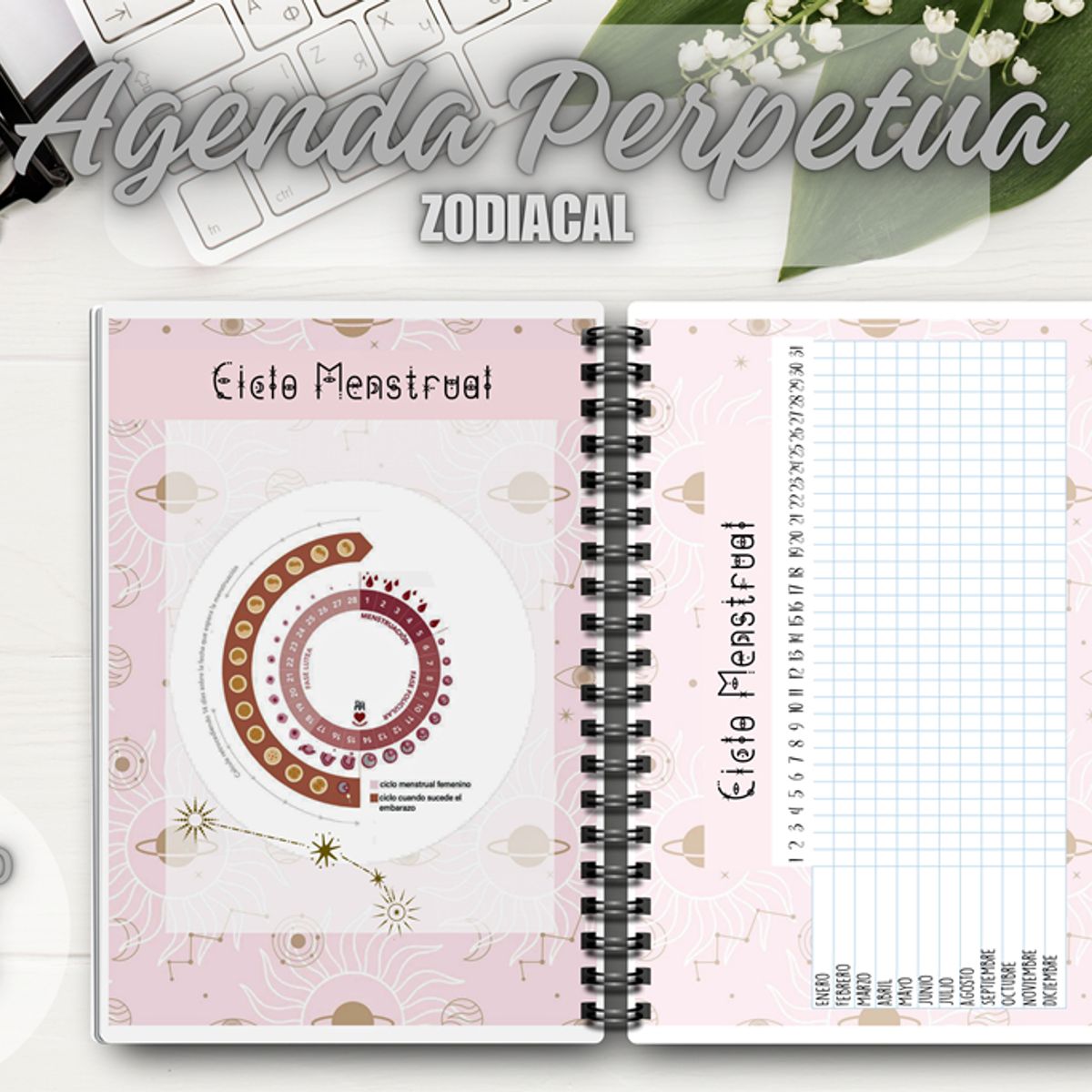 GENERICO - Agenda Zodiacal Perpetua Sin Fecha Planner Cuaderno