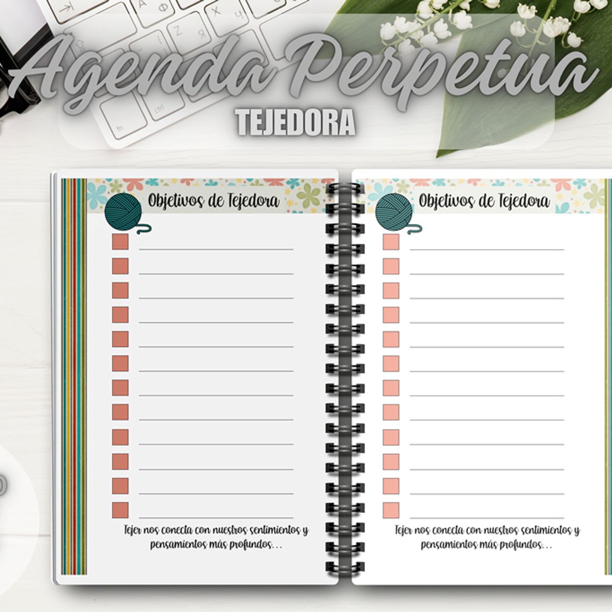 GENERICO - Agenda Tejedora Perpetua Sin Fecha Planner Cuaderno
