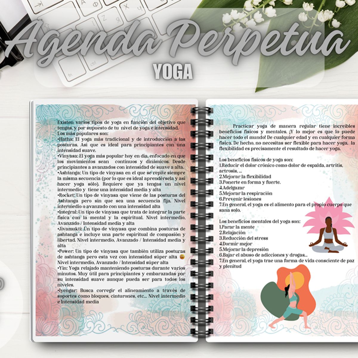 GENERICO - Agenda Yoga Perpetua Sin Fecha Planner Semanal A5
