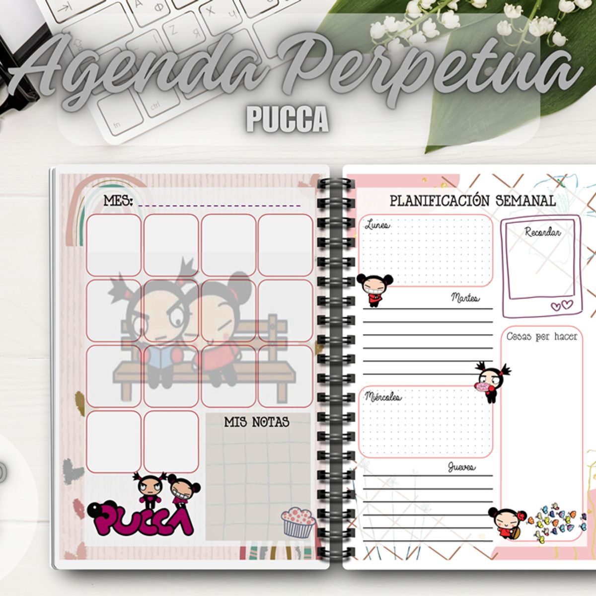 GENERICO - Agenda Pucca Perpetua Sin Fecha Planner Semanal A5