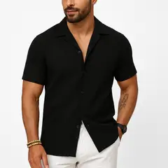 XPRESS RECHARGE - Camisa Tropical Hombre Lino Fresco Manga Corta