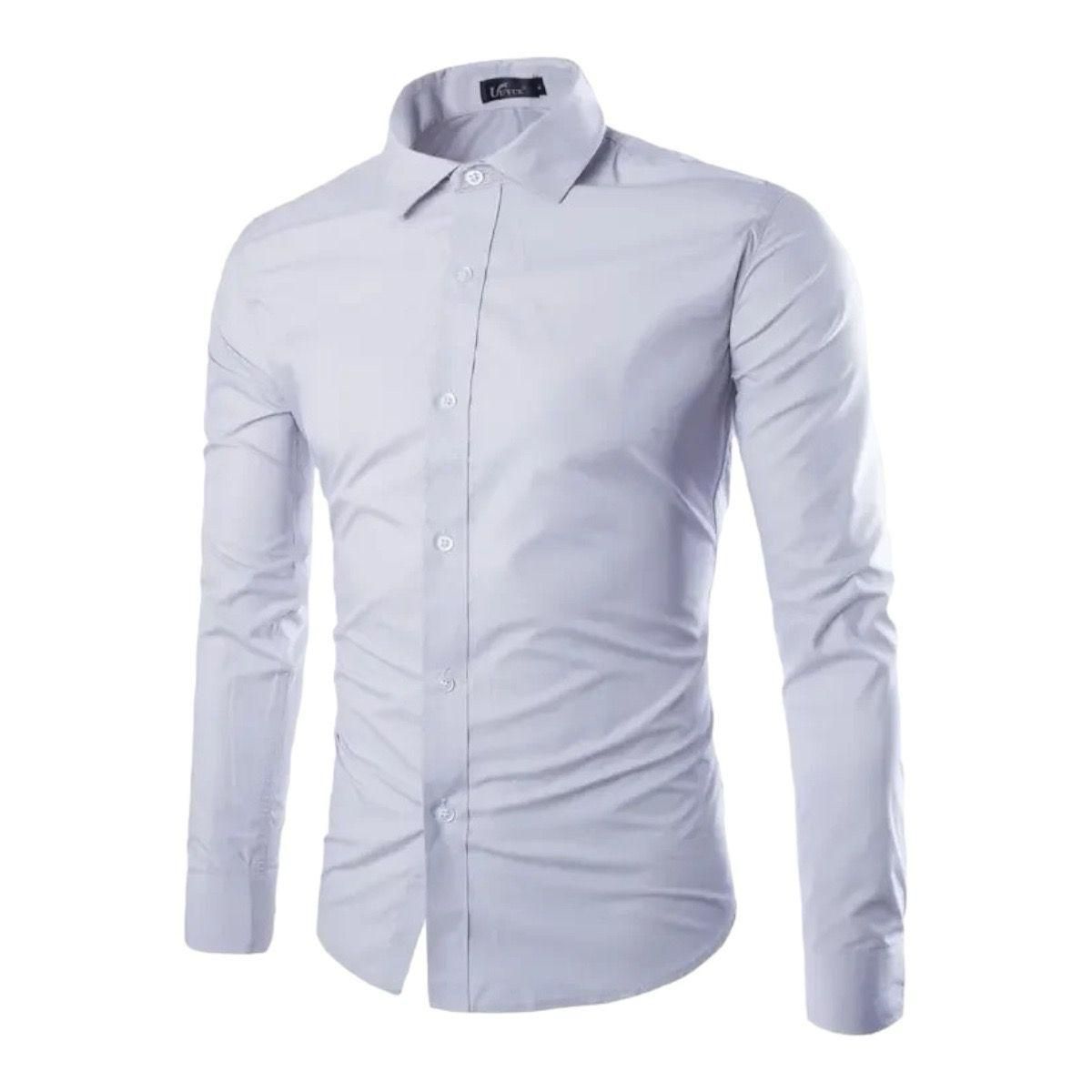 XPRESS RECHARGE - Camisa lisa Slim Fit Hombre Manga Larga  Fucsia Gris morado y Celeste  Elegante y Moderna