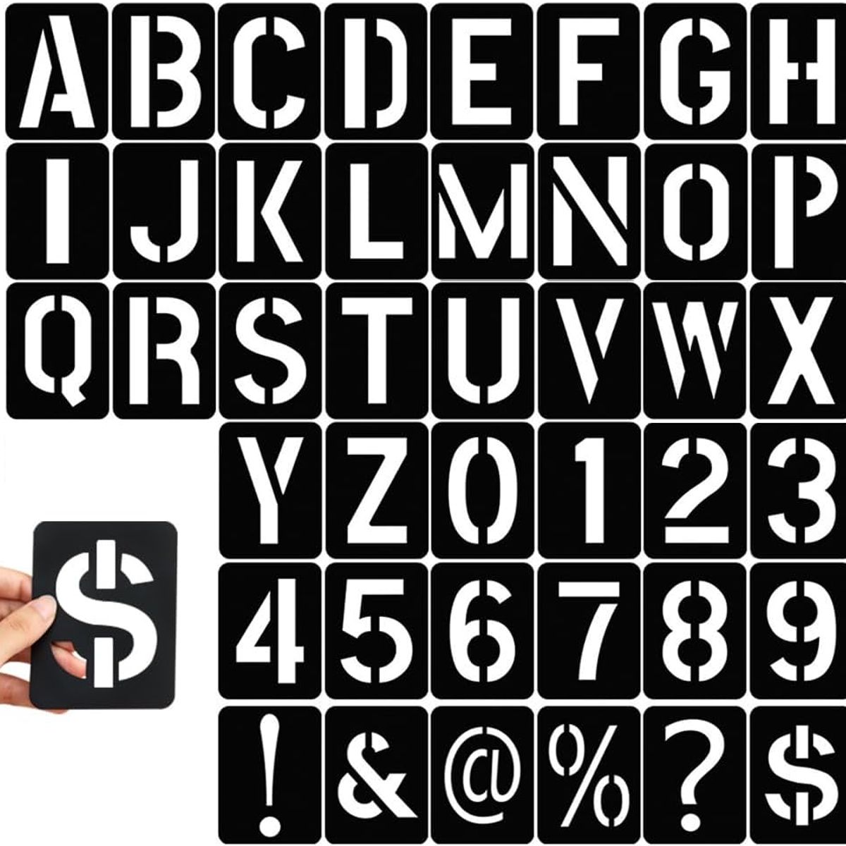 KUANGYE - 42pcs Plantillas De Letras Símbolos Números Plantillas