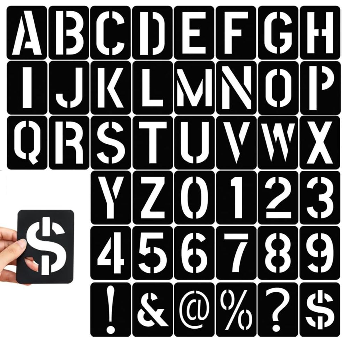 KUANGYE - 42pcs Plantillas De Letras Símbolos Números Plantillas