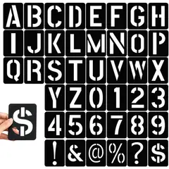 KUANGYE - 42pcs Plantillas De Letras Símbolos Números Plantillas