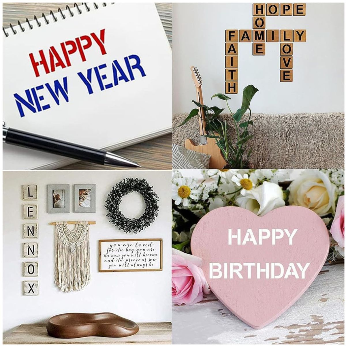 KUANGYE - 42pcs Plantillas De Letras Símbolos Números Plantillas