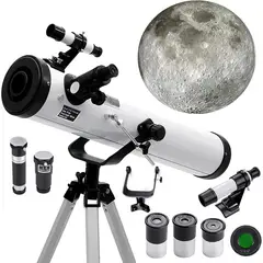 KUANGYE - Reflectivo Profesional Telescopio Astronómico F70076 Ultra HD Con Trípode Portátil Ajustable