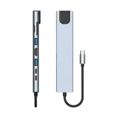 GENERICO - Hub 8 En 1 USB-C Con HDMI 4K, Rj45 y Carga PD 100Mbps