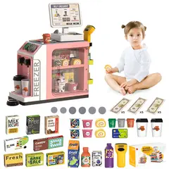 LUKOVEE - 48 Piezas Juguete De Caja Registradora Sonido Y Luz Simulada