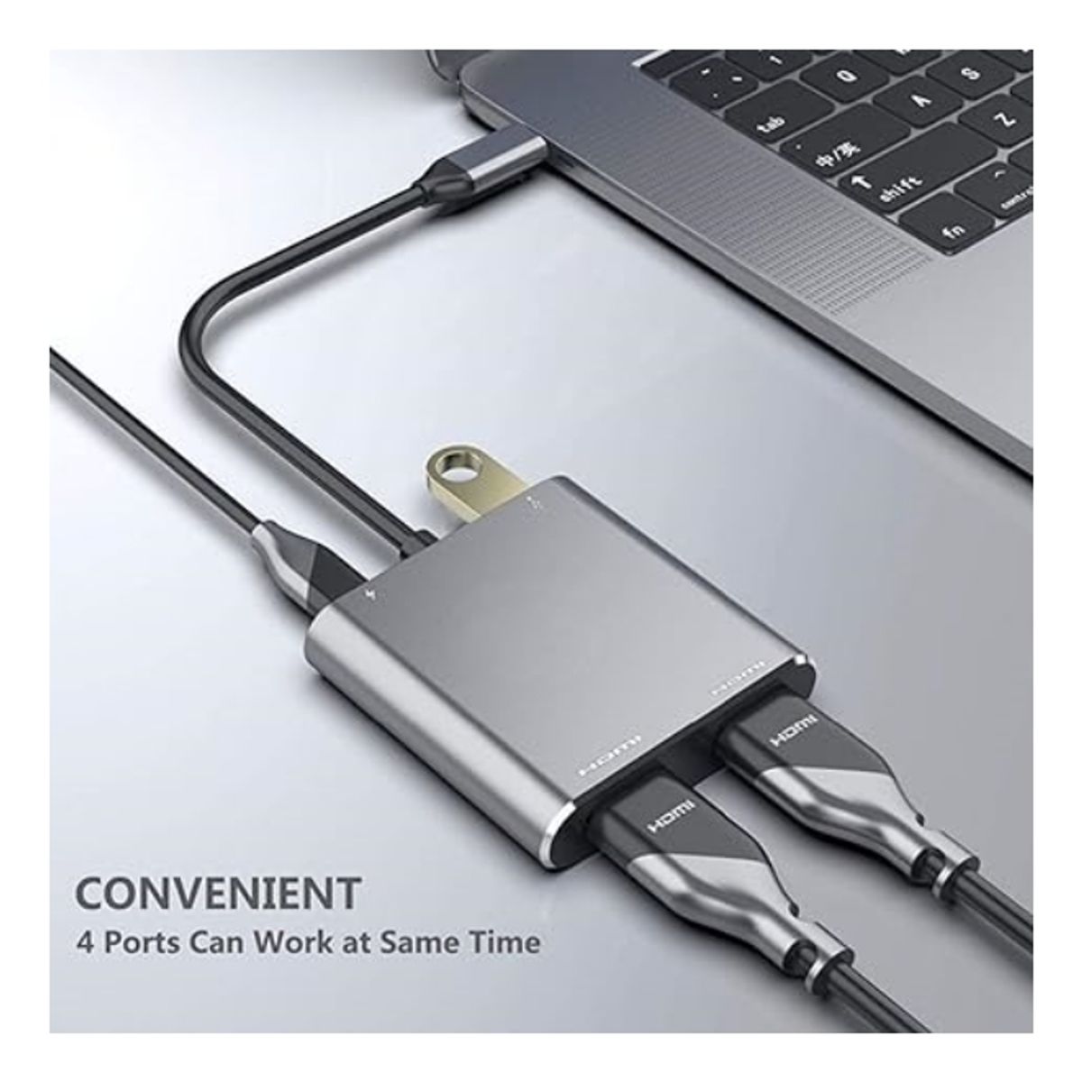 GENERICO - Adaptador 4 En 1 USB-C Con 2 Salidas HDMI y Carga PD Multiple