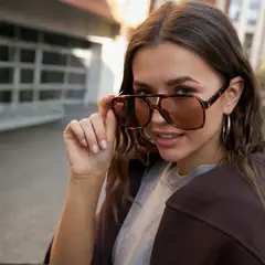 NOVY - Lentes Gafas De Sol Retro Piloto Aviador Mujer Uv400 Animal Print