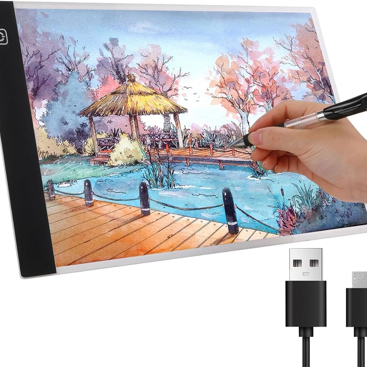 KUANGYE - Mesa de Luz Dibujo A4 Tabla Ultradelgada Dibujo LED 3 Modos Iluminación para Copiar Esbozar Dibujar
