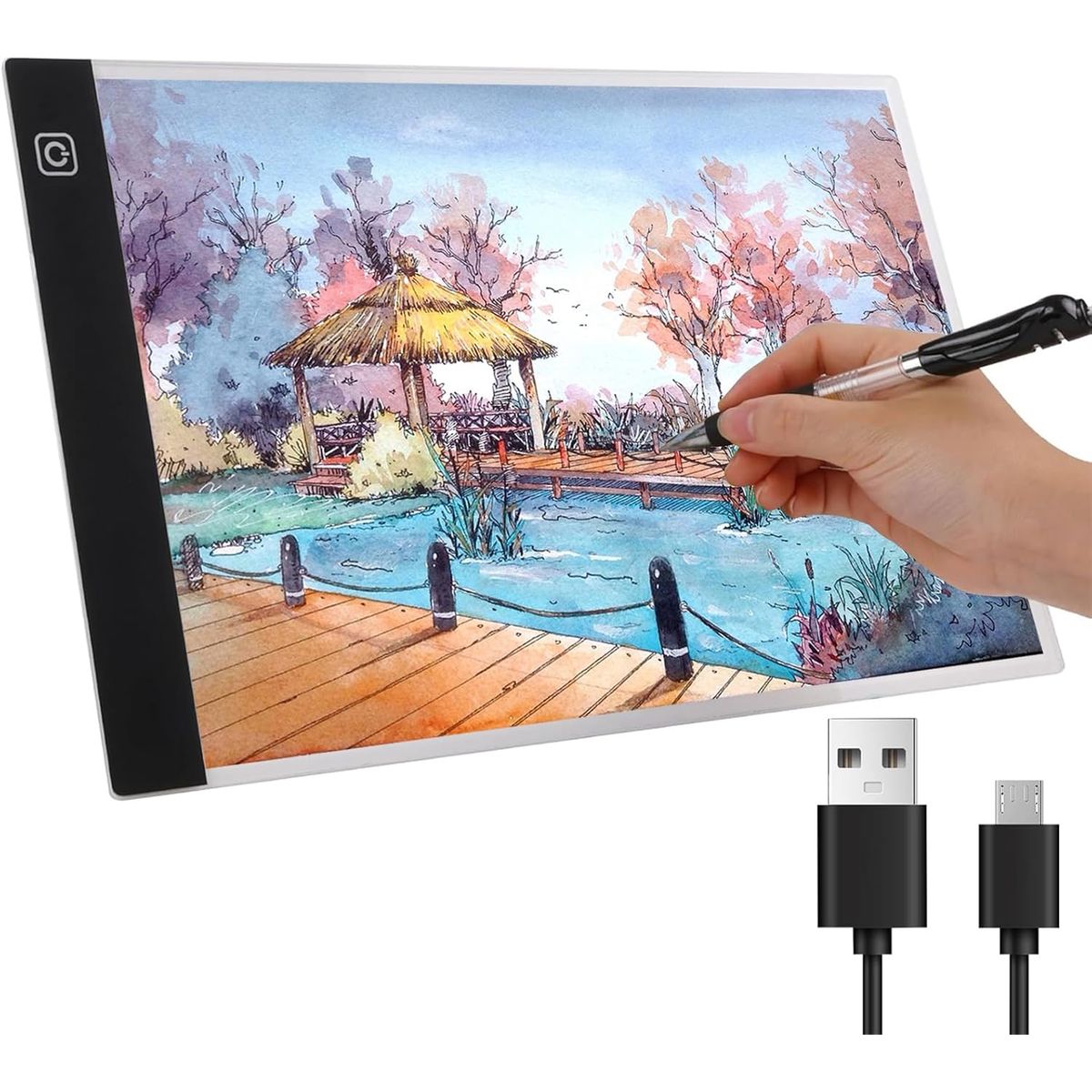 KUANGYE - Mesa de Luz Dibujo A4 Tabla Ultradelgada Dibujo LED 3 Modos Iluminación para Copiar Esbozar Dibujar